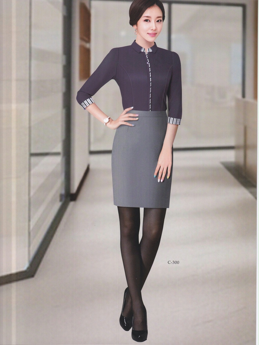 夏季女式前台客服工作服