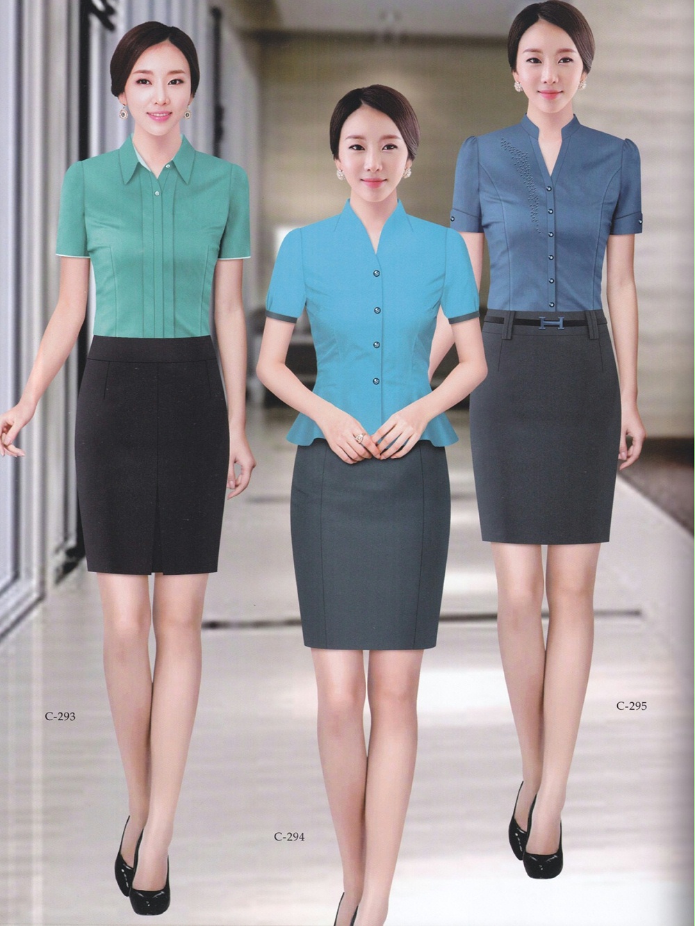 夏季女式前台客服工作服